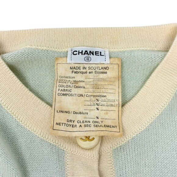 CHANEL Vintage 94C CC Button Cashmere Cardigan Knit Top # Mint Green [106397] - Picture 13 of 13